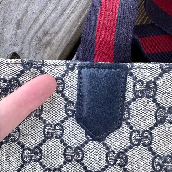 Gucci Vintage Sherry Line Supreme GG Tote Marmont Navy - Picture 15 of 16